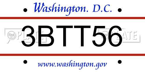 3BTT56 District Of Columbia License Plate