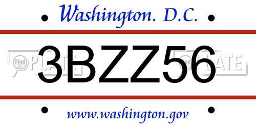 3BZZ56 District Of Columbia License Plate