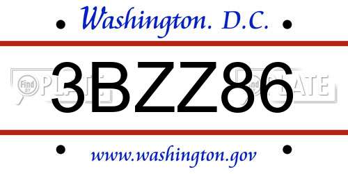 3BZZ86 District Of Columbia License Plate