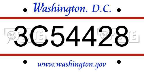 3C54428 District Of Columbia License Plate