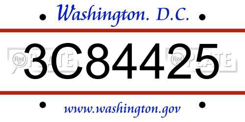 3C84425 District Of Columbia License Plate