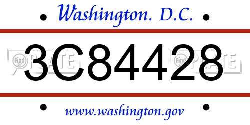 3C84428 District Of Columbia License Plate