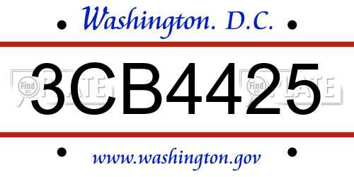 3CB4425 District Of Columbia License Plate