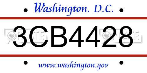 3CB4428 District Of Columbia License Plate