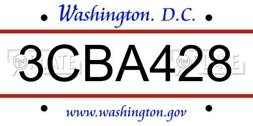 3CBA428 District Of Columbia License Plate
