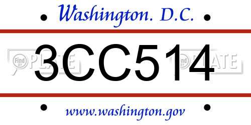3CC514 District Of Columbia License Plate