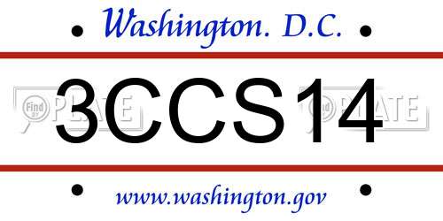 3CCS14 District Of Columbia License Plate