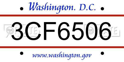3CF6506 District Of Columbia License Plate