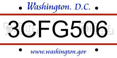 3CFG506 District Of Columbia License Plate