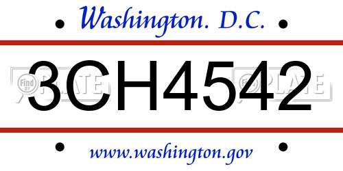 3CH4542 District Of Columbia License Plate