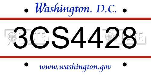 3CS4428 District Of Columbia License Plate