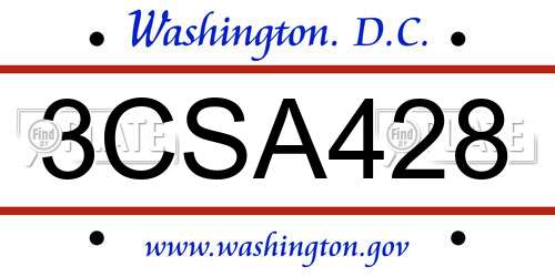 3CSA428 District Of Columbia License Plate