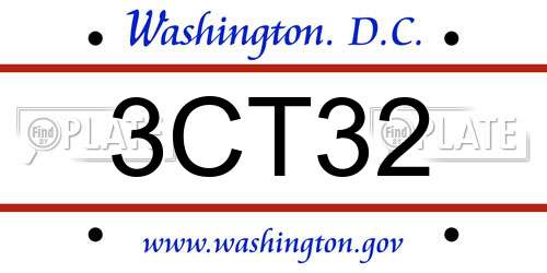 3CT32 District Of Columbia License Plate