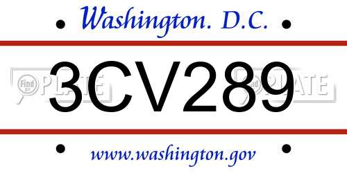 3CV289 District Of Columbia License Plate