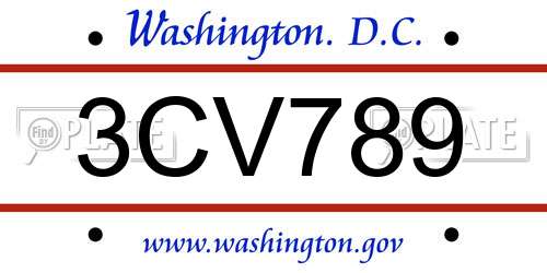 3CV789 District Of Columbia License Plate