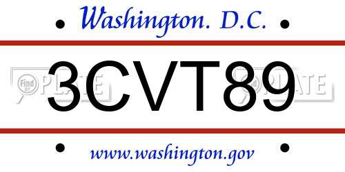3CVT89 District Of Columbia License Plate