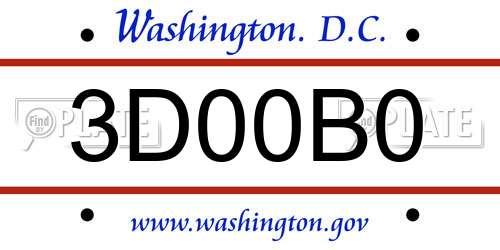 3D00B0 District Of Columbia License Plate