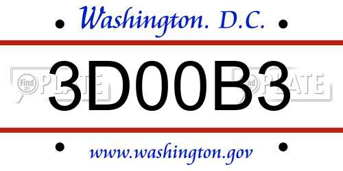3D00B3 District Of Columbia License Plate