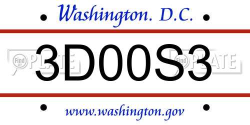 3D00S3 District Of Columbia License Plate
