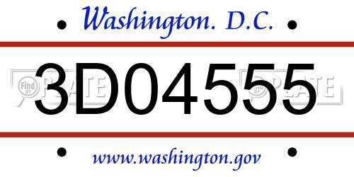3D04555 District Of Columbia License Plate