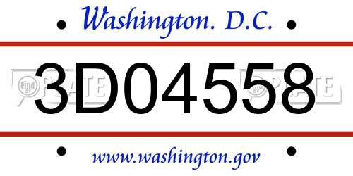 3D04558 District Of Columbia License Plate