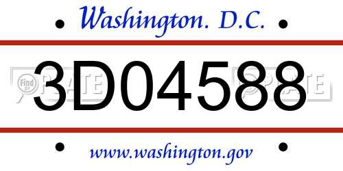 3D04588 District Of Columbia License Plate