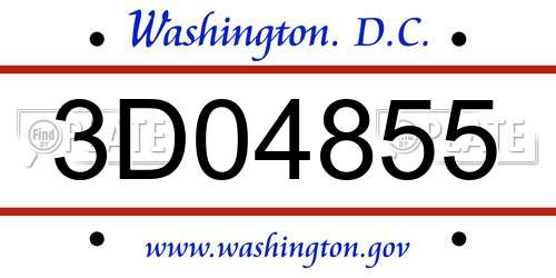 3D04855 District Of Columbia License Plate