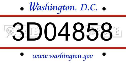 3D04858 District Of Columbia License Plate