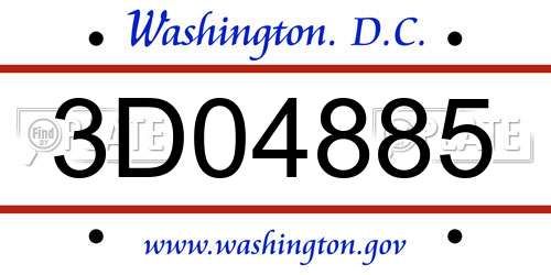 3D04885 District Of Columbia License Plate