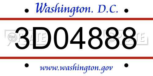 3D04888 District Of Columbia License Plate