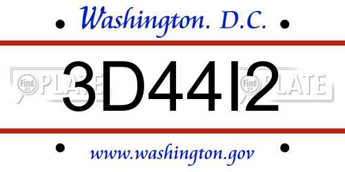 3D44I2 District Of Columbia License Plate