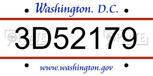 3D52179 District Of Columbia License Plate
