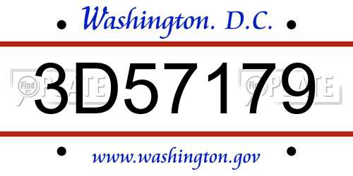 3D57179 District Of Columbia License Plate