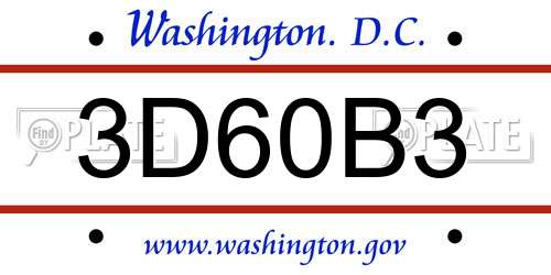 3D60B3 District Of Columbia License Plate