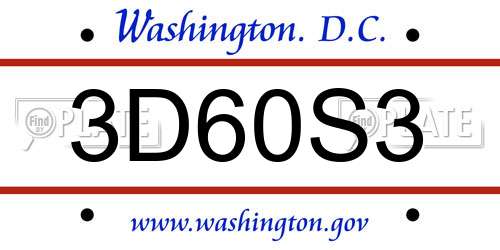 3D60S3 District Of Columbia License Plate