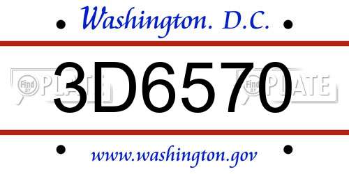 3D6570 District Of Columbia License Plate