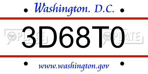 3D68T0 District Of Columbia License Plate