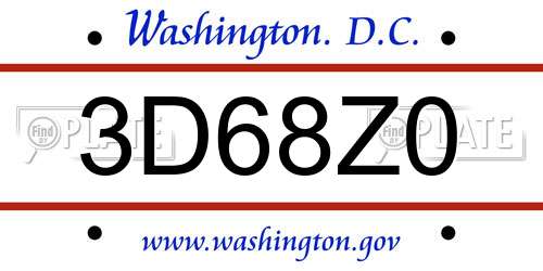 3D68Z0 District Of Columbia License Plate