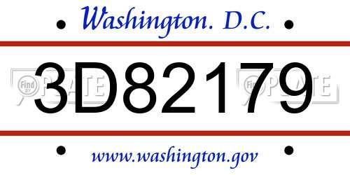 3D82179 District Of Columbia License Plate