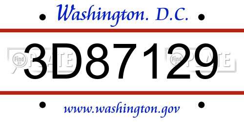 3D87129 District Of Columbia License Plate