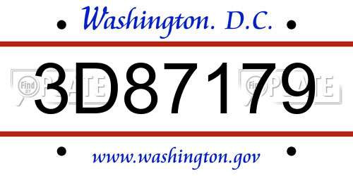 3D87179 District Of Columbia License Plate