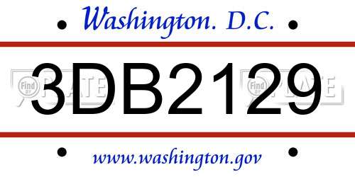 3DB2129 District Of Columbia License Plate