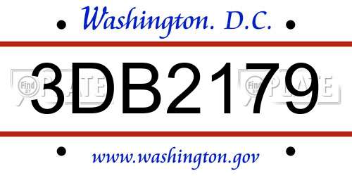 3DB2179 District Of Columbia License Plate