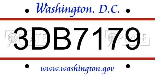 3DB7179 District Of Columbia License Plate