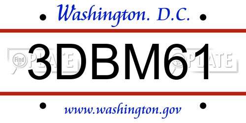 3DBM61 District Of Columbia License Plate