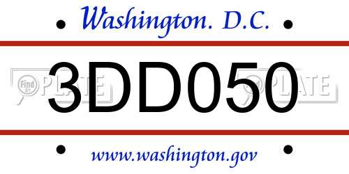 3DD050 District Of Columbia License Plate