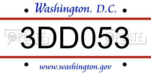 3DD053 District Of Columbia License Plate