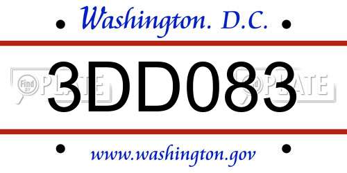 3DD083 District Of Columbia License Plate