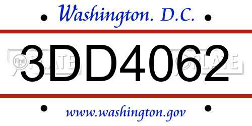 3DD4062 District Of Columbia License Plate