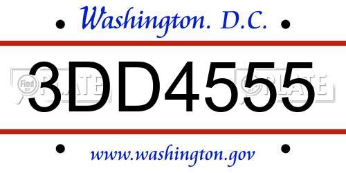 3DD4555 District Of Columbia License Plate